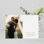 Invitation En Aluminium Mariage de script d'or romantique Merci photo (Debout devant)