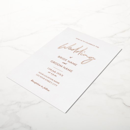 Invitation En Aluminium Mariage de script en terre cuite minimale (Rotation)