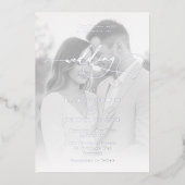Invitation En Aluminium Mariage de script et de portrait Silver Foil (Recto)