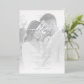 Invitation En Aluminium Mariage de script et de portrait Silver Foil (Debout devant)