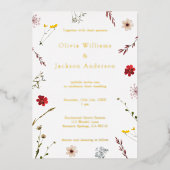 Invitation En Aluminium Mariage de script Fleur sauvage romantique (Recto)