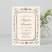 Invitation En Aluminium Mariage de script minimaliste couleur florale (Debout devant)