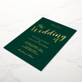Invitation En Aluminium Mariage de script moderne Emerald and Gold (Rotation)