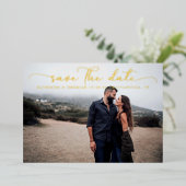 Invitation En Aluminium Mariage de script moderne Enregistrer la date (Debout devant)
