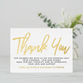 Invitation En Aluminium Mariage de script moderne Merci réel (Debout devant)