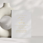 Invitation En Aluminium Mariage de script moderne minimaliste blanc et or<br><div class="desc">Invitation minimaliste de Mariage de script moderne blanc et or Foil</div>