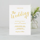 Invitation En Aluminium Mariage de script moderne or (Debout devant)