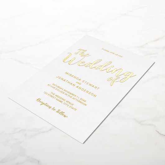 Invitation En Aluminium Mariage de script moderne or (Rotation)