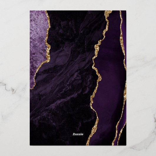 Invitation En Aluminium Mariage de script moderne violet Agate chic (Verso)