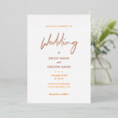 Invitation En Aluminium Mariage de script orange minimal (Debout devant)
