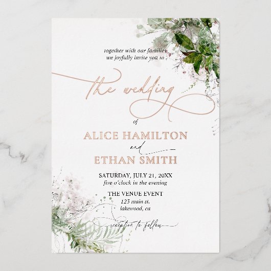 Invitation En Aluminium Mariage de script rustique et élégant (Recto)