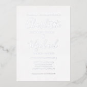 Invitation En Aluminium Mariage de script signature élégant Silver (Recto)