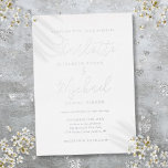 Invitation En Aluminium Mariage de script signature élégant Silver<br><div class="desc">Doté d'une véritable feuille d'argent et de noms de style signature,  cette élégante invitation de mariage peut être personnalisée avec vos informations en lettres chic. Conçu par Thisisnotme©</div>
