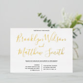Invitation En Aluminium Mariage de script simple Real Gold (Debout devant)