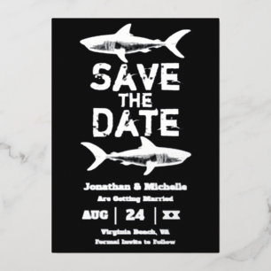 Invitation En Aluminium Mariage de Shark Beach Foil en argent Économisez l