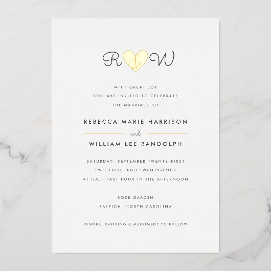 Invitation En Aluminium Mariage de simplicité douce (Recto)