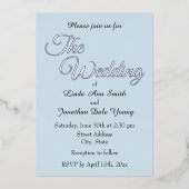 Invitation En Aluminium Mariage de style simple bleu clair (Recto)