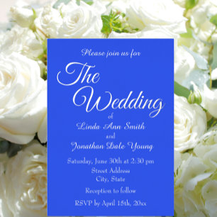 Invitation En Aluminium Mariage de style simple bleu royal uni