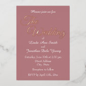 Invitation En Aluminium Mariage de style simple Dusty Rose (Recto)