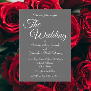 Invitation En Aluminium Mariage de style simple en gris foncé monotone