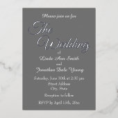 Invitation En Aluminium Mariage de style simple gris foncé (Recto)