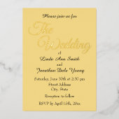 Invitation En Aluminium Mariage de style simple jaune beurre (Recto)