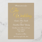 Invitation En Aluminium Mariage de style simple kaki (Recto)