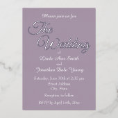 Invitation En Aluminium Mariage de style simple Mauve (Recto)