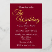 Invitation En Aluminium Mariage de style simple rouge canneberge (Recto)