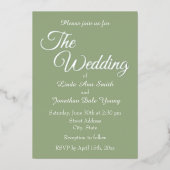 Invitation En Aluminium Mariage de style simple Sage Green (Recto)