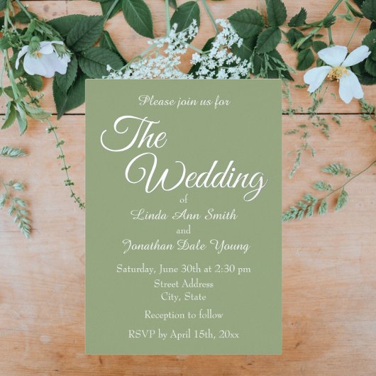 Invitation En Aluminium Mariage de style simple Sage Green