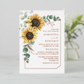 Invitation En Aluminium Mariage de tournesol Rose or (Debout devant)