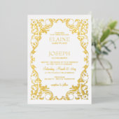 Invitation En Aluminium Mariage de trame Ornate rustique (Debout devant)