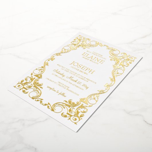 Invitation En Aluminium Mariage de trame Ornate rustique (Rotation)