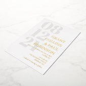 Invitation En Aluminium Mariage de typographie gris blanc et or (Rotation)