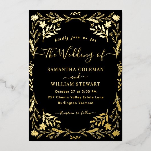 Invitation En Aluminium Mariage de typographie moderne Boho Elegant Black (Recto)