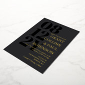 Invitation En Aluminium Mariage de typographie noir et or des parents (Rotation)