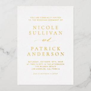 Invitation En Aluminium Mariage de typographie simple moderne