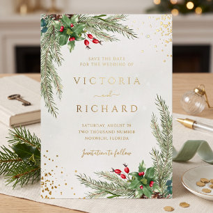 Invitation En Aluminium Mariage de verdure botanique de vacances d'hiver