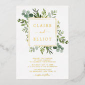 Invitation En Aluminium Mariage de verdure Botanique Gold Foil (Recto)