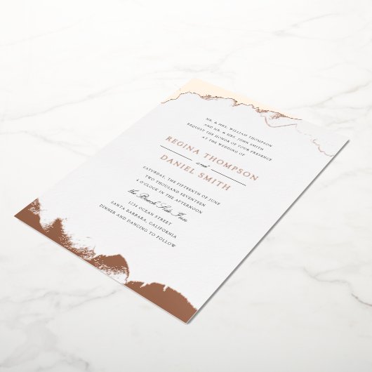 Invitation En Aluminium Mariage Debonair plongé dans l'or Rose (Rotation)