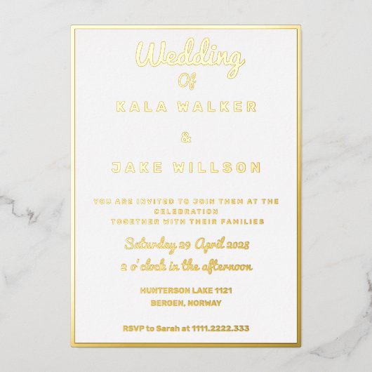 Invitation En Aluminium Mariage décadent simple (frontière) (Recto)