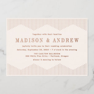 Invitation En Aluminium Mariage Déco Ivoire et Or Rose Pointillé