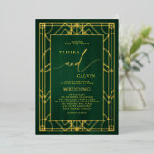 Invitation En Aluminium Mariage décoratif Emerald Elegant or (Debout devant)