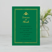 Invitation En Aluminium Mariage décoratif vert d'inspiration indienne (Debout devant)