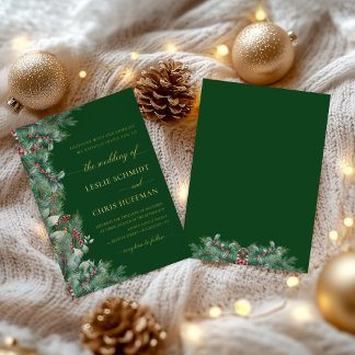 Invitation En Aluminium Mariage Décoration Florale Aquarelle Baies d'Hiver