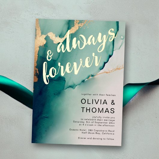 Invitation En Aluminium Mariage d'Emerald Gold Beach, toujours moderne