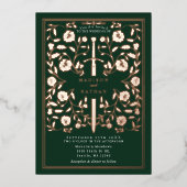 Invitation En Aluminium Mariage d'épée d'or Rose royal vert (Recto)