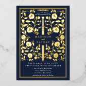 Invitation En Aluminium Mariage d'épée médiévale bleu Royal (Recto)