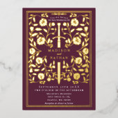 Invitation En Aluminium Mariage d'épée médiévale Mauve (Recto)